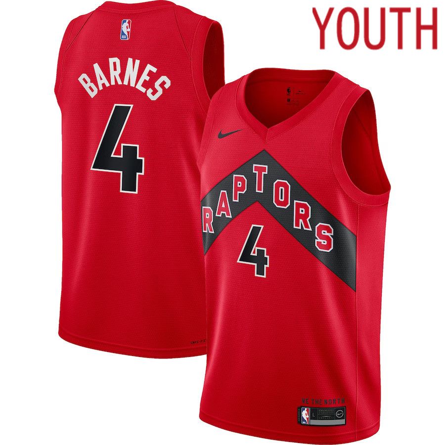 Youth Toronto Raptors 4 Scottie Barnes Nike Red Swingman NBA Jersey